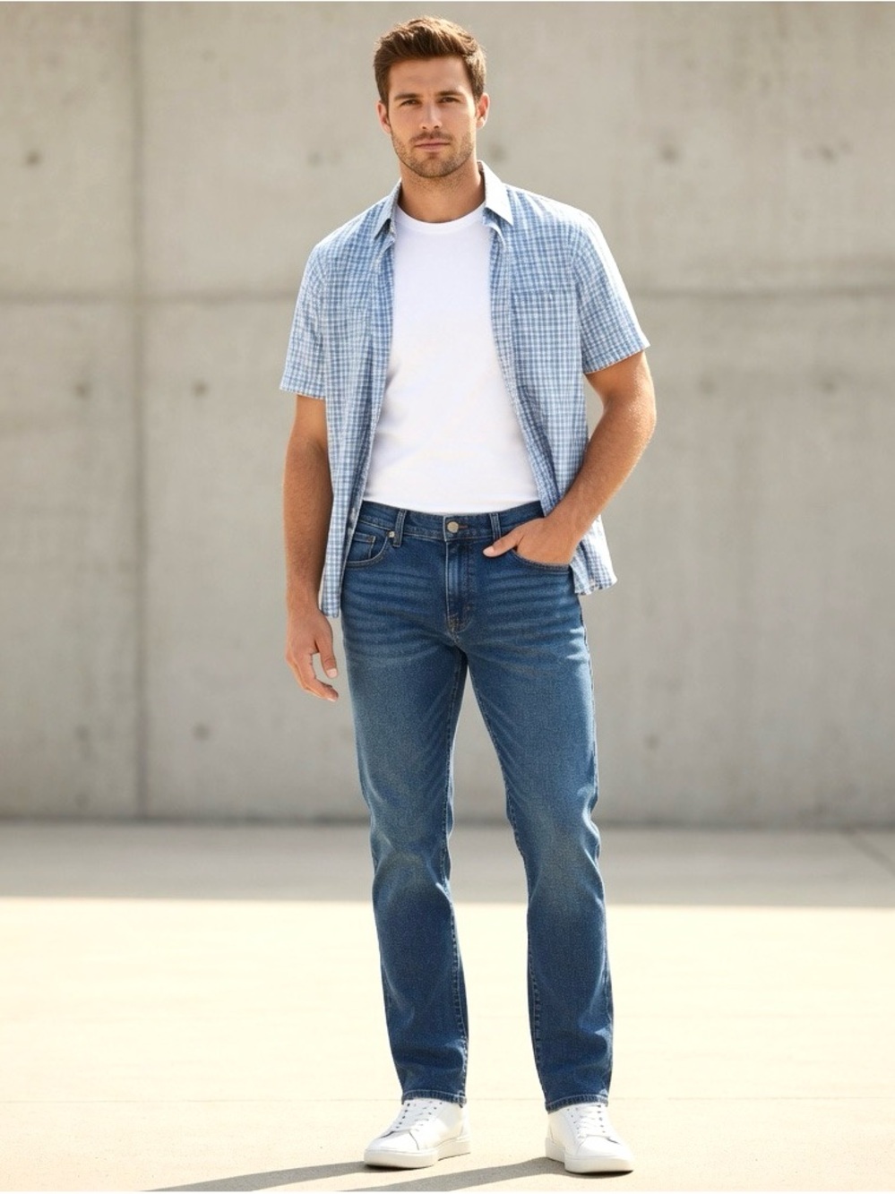 Chaps Est 1978 Men’s 32x30 Straight Fit Medium Wash Stretch Denim Jeans NWT